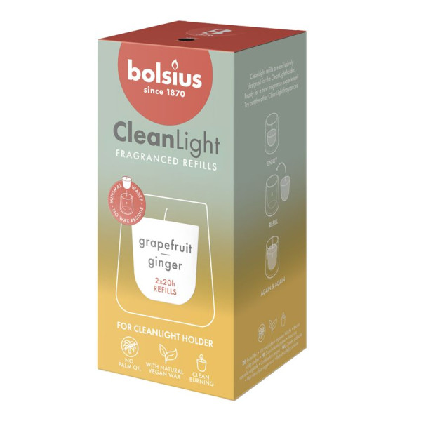Bolsius Navulling Clean Light Grapefruit & Ginger (2 stuks)
