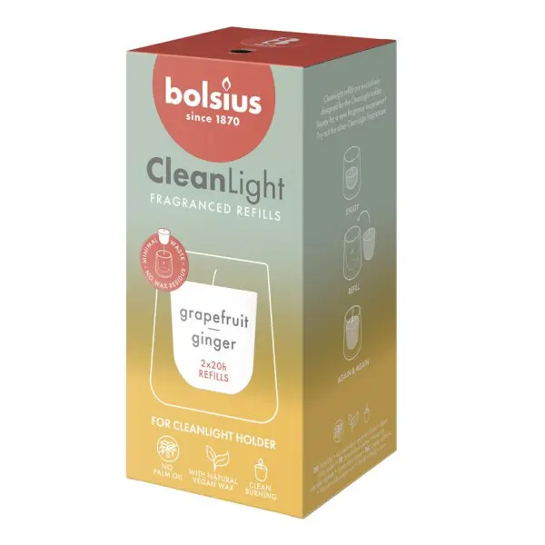 Bolsius Navulling Clean Light Grapefruit & Ginger (2 stuks)