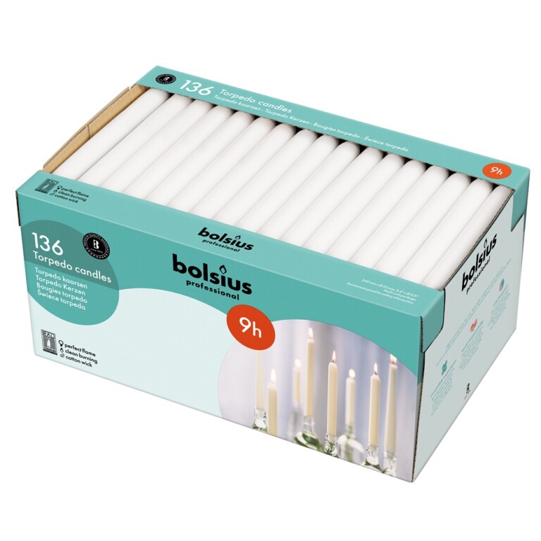 Bolsius Professional Dinerkaars Wit (136 stuks)
