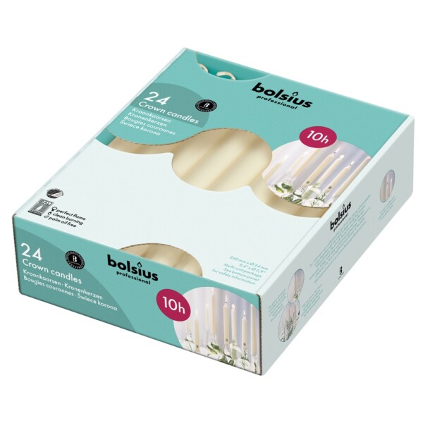 Bolsius Professional Kroonkaars Stearine Ivoor (24 stuks)