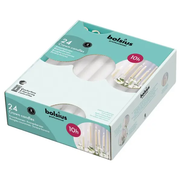 Bolsius Professional Kroonkaars Stearine Wit (24 stuks)