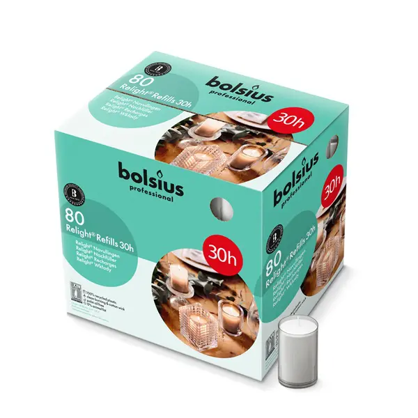 Bolsius Professional ReLight 30 uur Navullingen Grijs (80 stuks)