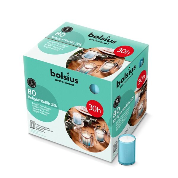 Bolsius Professional ReLight 30 uur Navullingen Aqua (80 stuks)