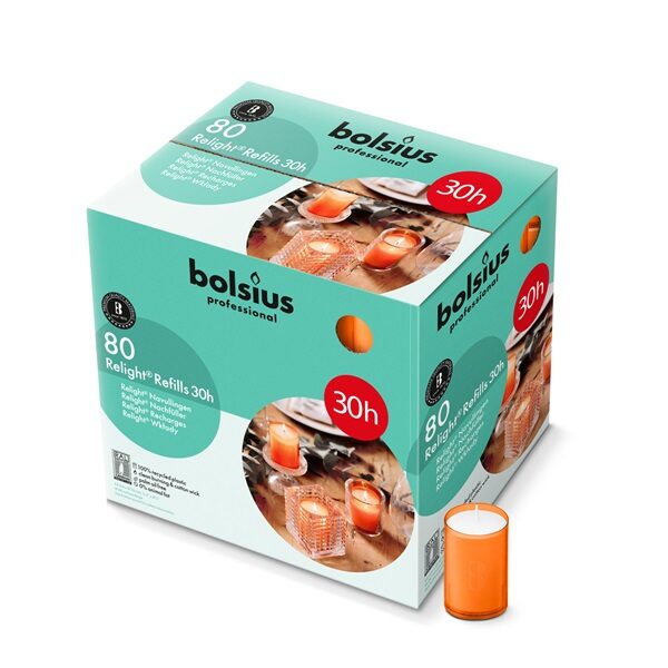 Bolsius Professional ReLight 30 uur Navullingen Oranje (80 stuks)