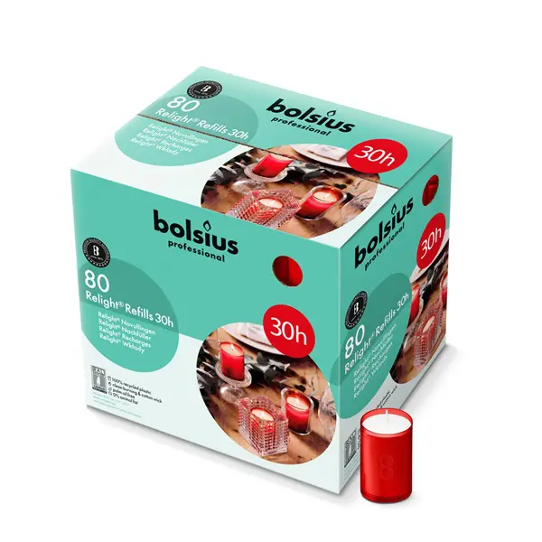 Bolsius Professional ReLight 30 uur Navullingen Rood (80 stuks)