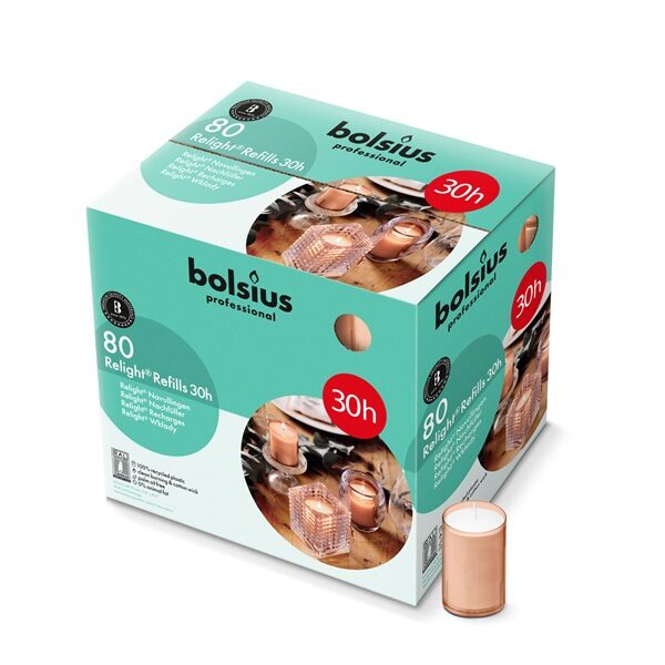 Bolsius Professional ReLight 30 uur Navullingen Zachtroze (80 stuks)