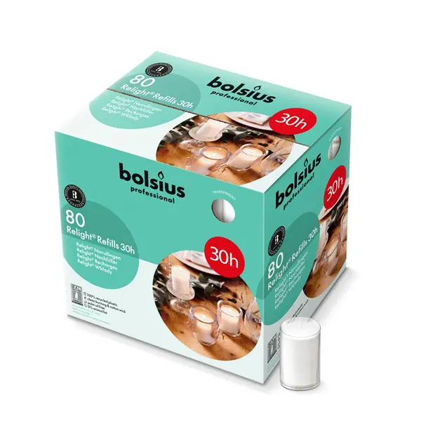 Bolsius Professional ReLight 30 uur Navullingen Transparant (80 stuks)