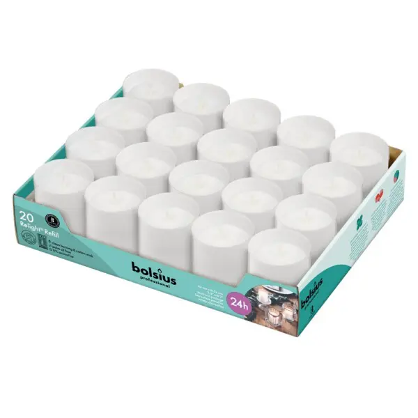 Bolsius Professional ReLight Navullingen Wit (20 stuks)