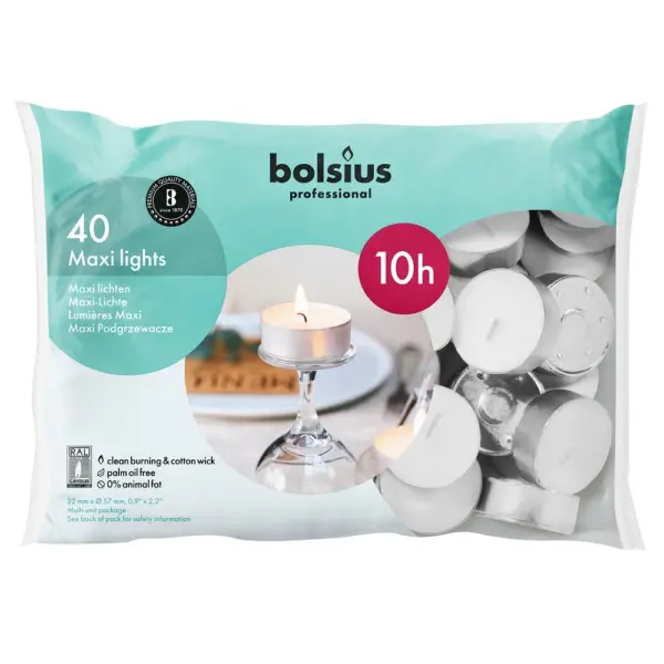Bolsius Professional Theelicht 10-uur (40 stuks)