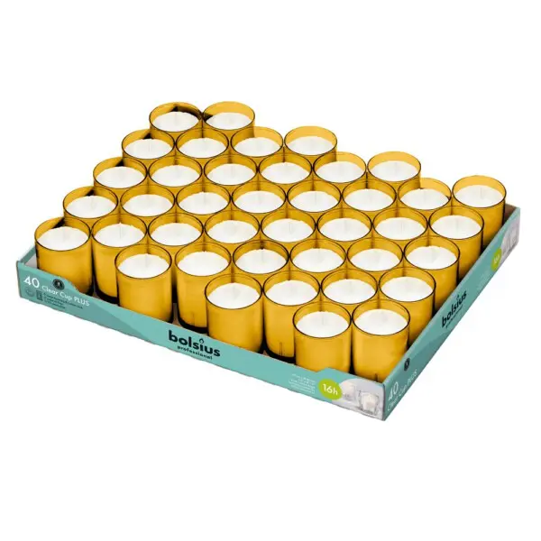 Bolsius Professional Clear Cups 16h Amber (40 stuks)