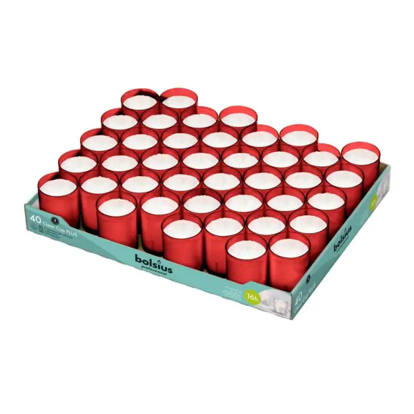 Bolsius Professional Clear Cups 16h Rood (40 stuks)