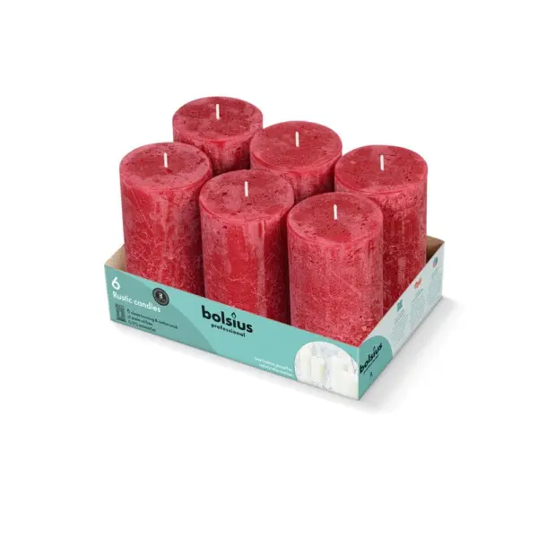 Bolsius Stompkaars Rustiek 130/68 Fluweel Rood (per stuk)