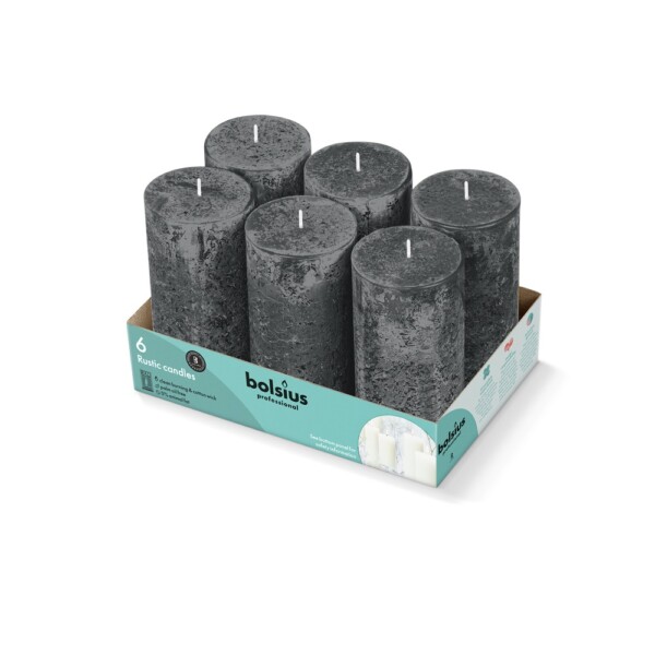 Bolsius Stompkaars Rustiek 130/68 Storm Grijs (per stuk)