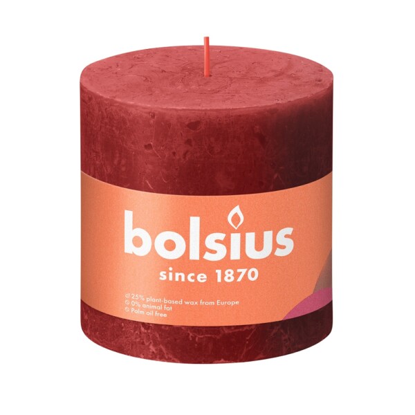 Bolsius Stompkaars Rustiek 100/100 Delicate Red (per stuk)