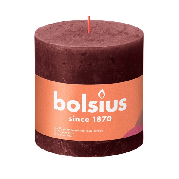 Bolsius Stompkaars Rustiek 100/100 Velvet Red (per stuk)