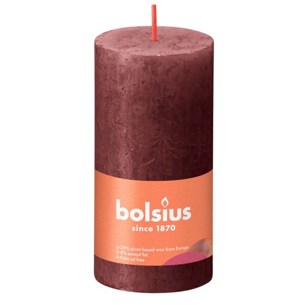 Bolsius Stompkaars Rustiek 100/50 Velvet Red (per stuk)