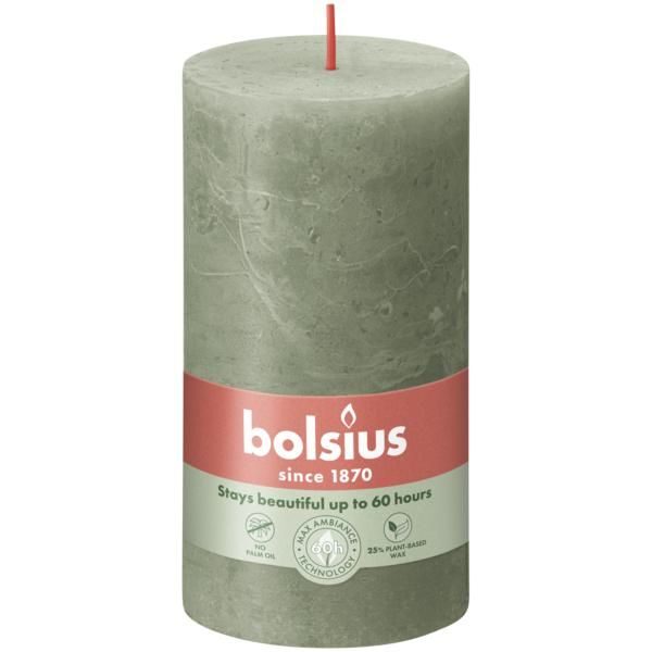 Bolsius Stompkaars Rustiek 130/68 Fresh Olive (per stuk)