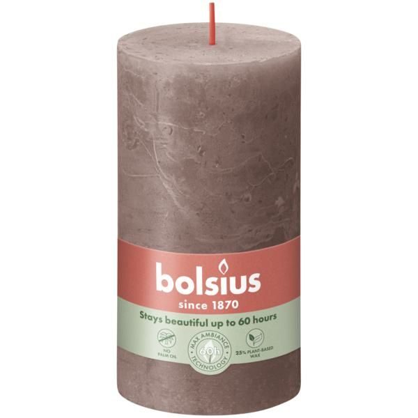 Bolsius Stompkaars Rustiek 130/68 Rustic Taupe (per stuk)