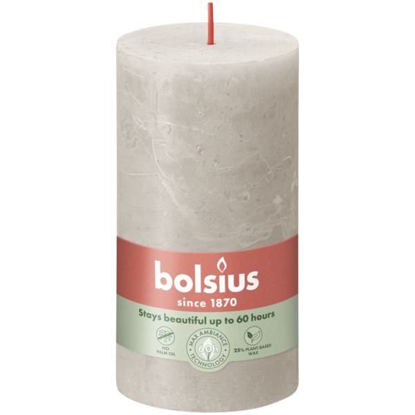 Bolsius Stompkaars Rustiek 130/68 Sandy Grey (per stuk)