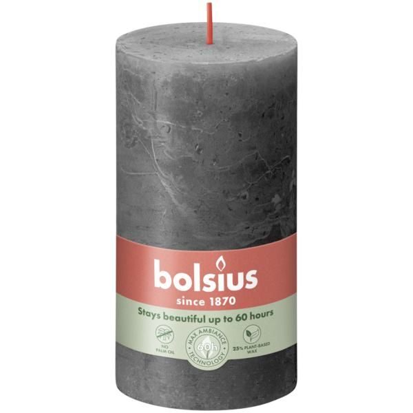 Bolsius Stompkaars Rustiek 130/68 Stormy Grey (per stuk)
