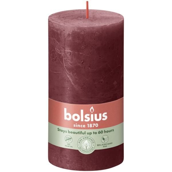 Bolsius Stompkaars Rustiek 130/68 Velvet Red (per stuk)