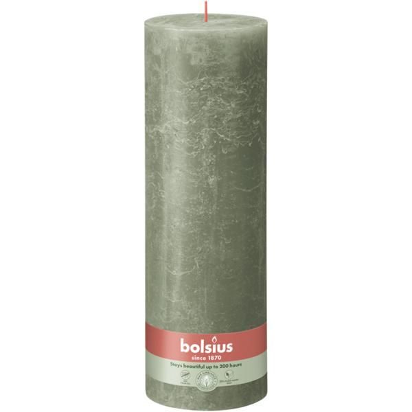 Bolsius Stompkaars Rustiek Shine 300/100 Fresh Olive (per stuk)