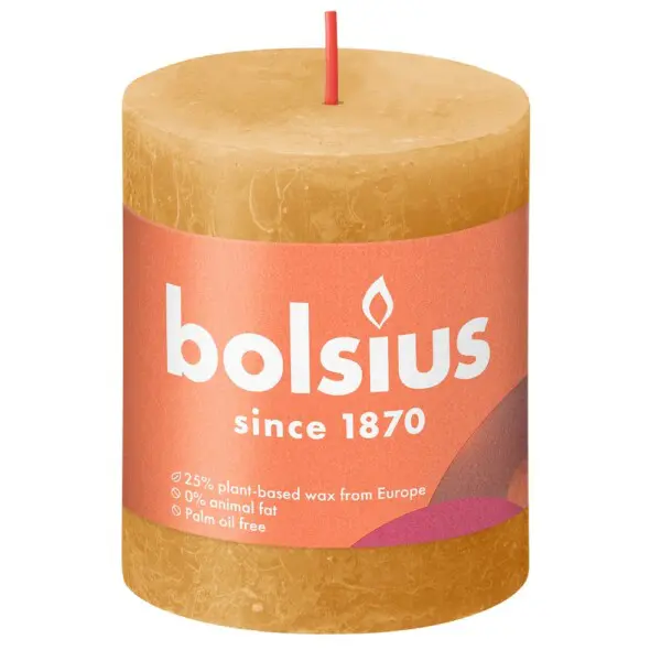 Bolsius Stompkaars Rustiek Shine 80/68 Honeycomb Yellow (per stuk)