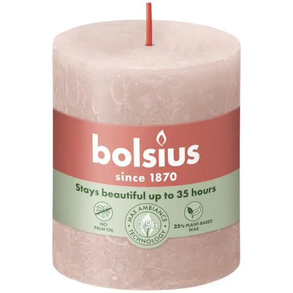 Bolsius Stompkaars Rustiek Shine 80/68 Misty Pink (per stuk)