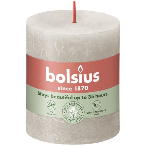 Bolsius Stompkaars Rustiek Shine 80/68 Sandy Grey (per stuk)