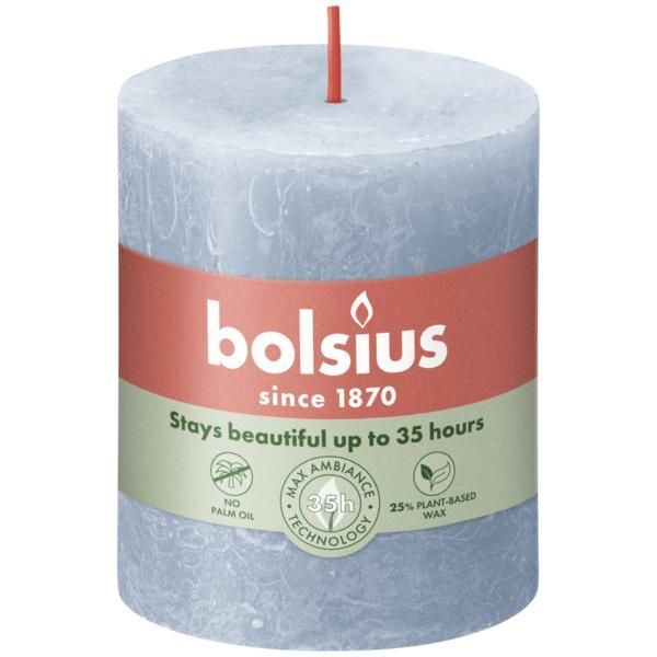 Bolsius Stompkaars Rustiek Shine 80/68 Sky Blue (per stuk)