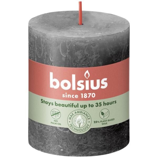 Bolsius Stompkaars Rustiek Shine 80/68 Stormy Grey (per stuk)