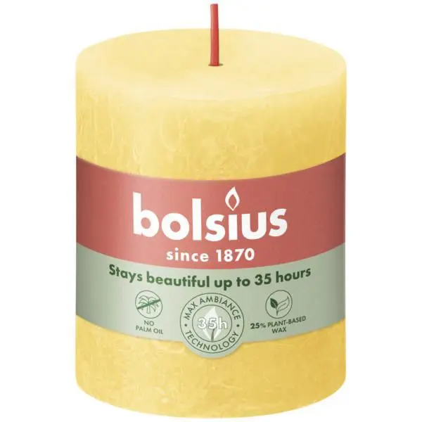 Bolsius Stompkaars Rustiek Shine 80/68 Sunny Yellow (per stuk)
