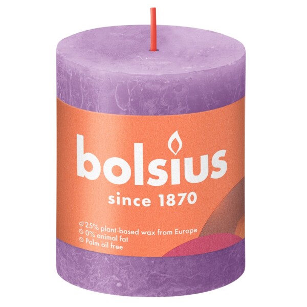 Bolsius Stompkaars Rustiek Shine 80/68 Vibrant Violet (per stuk)