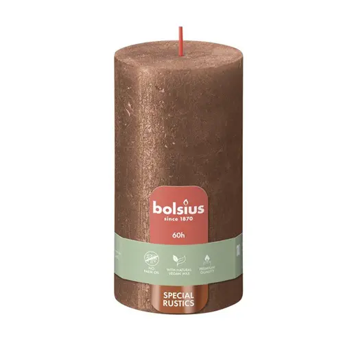 Bolsius Stompkaars Rustiek Shimmer 130/68 Copper (per stuk)