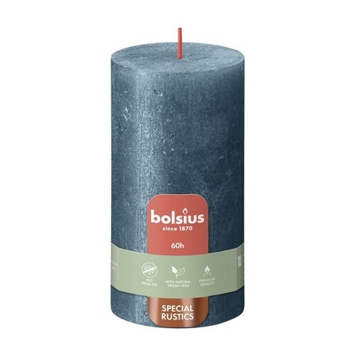 Bolsius Stompkaars Rustiek Shimmer 130/68 Blue (per stuk)