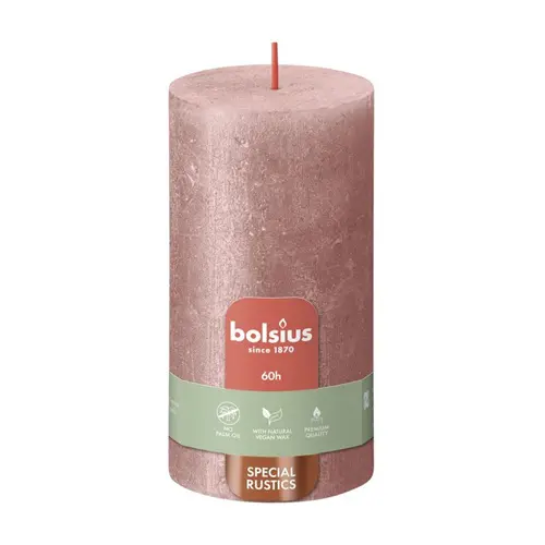 Bolsius Stompkaars Rustiek Shimmer 130/68 Pink (per stuk)