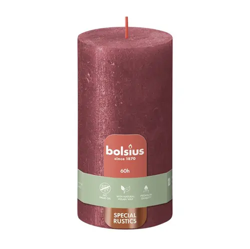 Bolsius Stompkaars Rustiek Shimmer 130/68 Red (per stuk)