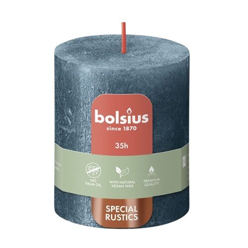 Bolsius Stompkaars Rustiek Shimmer 80/68 Blue (per stuk)