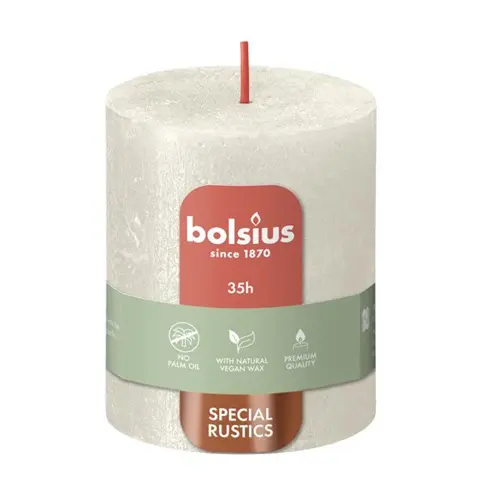Bolsius Stompkaars Rustiek Shimmer 80/68 Ivory (per stuk)