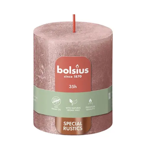 Bolsius Stompkaars Rustiek Shimmer 80/68 Pink (per stuk)