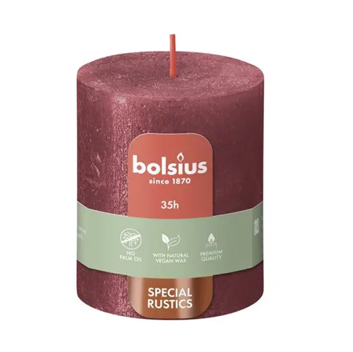 Bolsius Stompkaars Rustiek Shimmer 80/68 Red (per stuk)