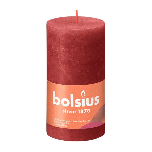 Bolsius Stompkaars Rustiek 130/68 Delicate Red (per stuk)