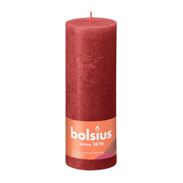 Bolsius Stompkaars Rustiek 190/68 Delicate Red (per stuk)