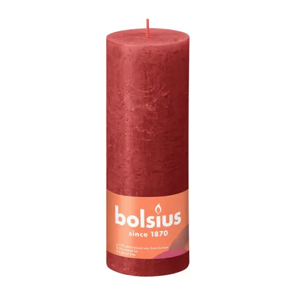 Bolsius Stompkaars Rustiek 190/68 Delicate Red (per stuk)