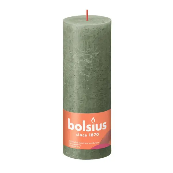 Bolsius Stompkaars Rustiek 190/68 Fresh Olive (per stuk)