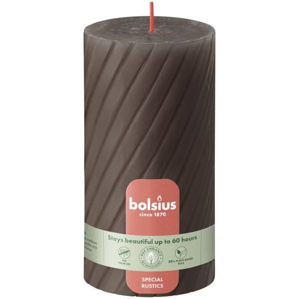 Bolsius Stompkaars Rustiek Twist 130/68 Rustic Taupe (per stuk)