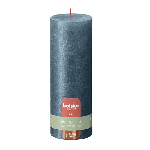 Bolsius Stompkaars Rustiek Shimmer 190/68 Blue (per stuk)