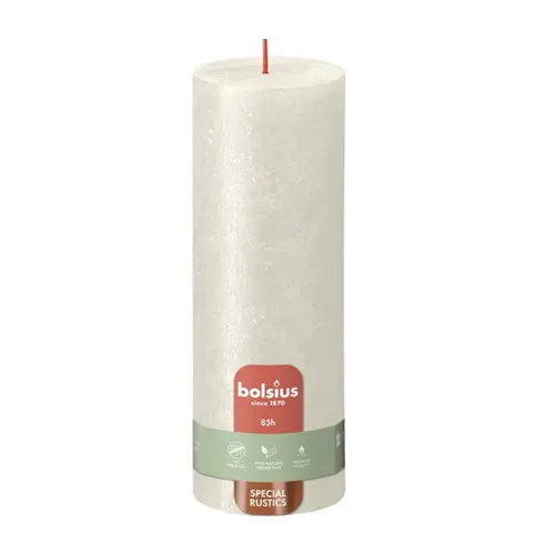 Bolsius Stompkaars Rustiek Shimmer 190/68 Ivory (per stuk)