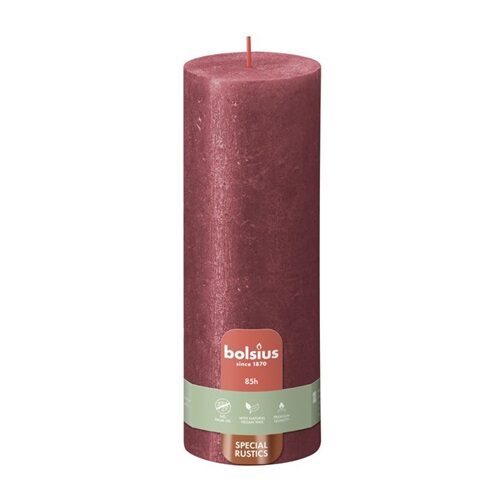 Bolsius Stompkaars Rustiek Shimmer 190/68 Red (per stuk)