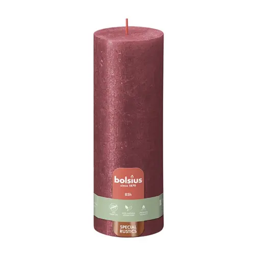 Bolsius Stompkaars Rustiek Shimmer 190/68 Red (per stuk)